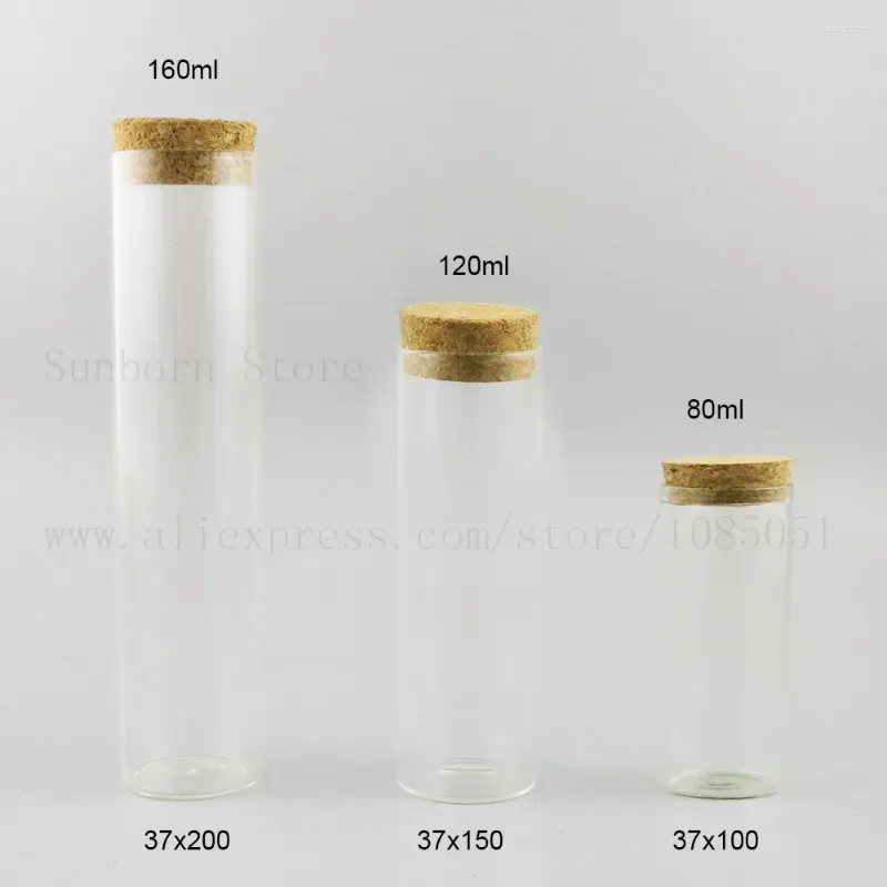 Storage Bottles 20pcs Big Empty Clear Borosilicate Glass Bottle Tube Jar Vial With Wooden Cork Stopper Container 80ml 120ml 160ml 4oz