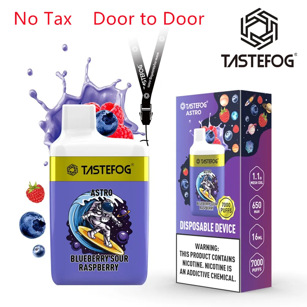 Tastefog Astro 일회용 vape pod 퍼프 플렉스 7000 650mah 충전식 배터리 16ml 미리 채워진 10 개의 팔라버스 재고