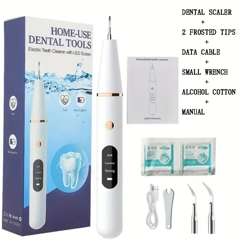 Ultrasonic Electric Oral Cleaner Kit, Dental Calculus Remover, Cleaning Whitening Flosser With 4 Cleaning Modes, Waterproof Whitening Teeth Brush Kit At Home