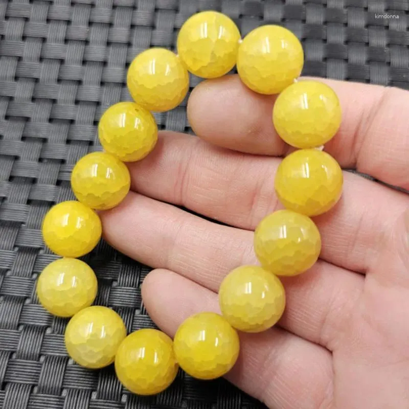 Bracelet Jaune Graisse De Poulet Fleur Agate Sardonyx 16mm Bracelet Calcédoine