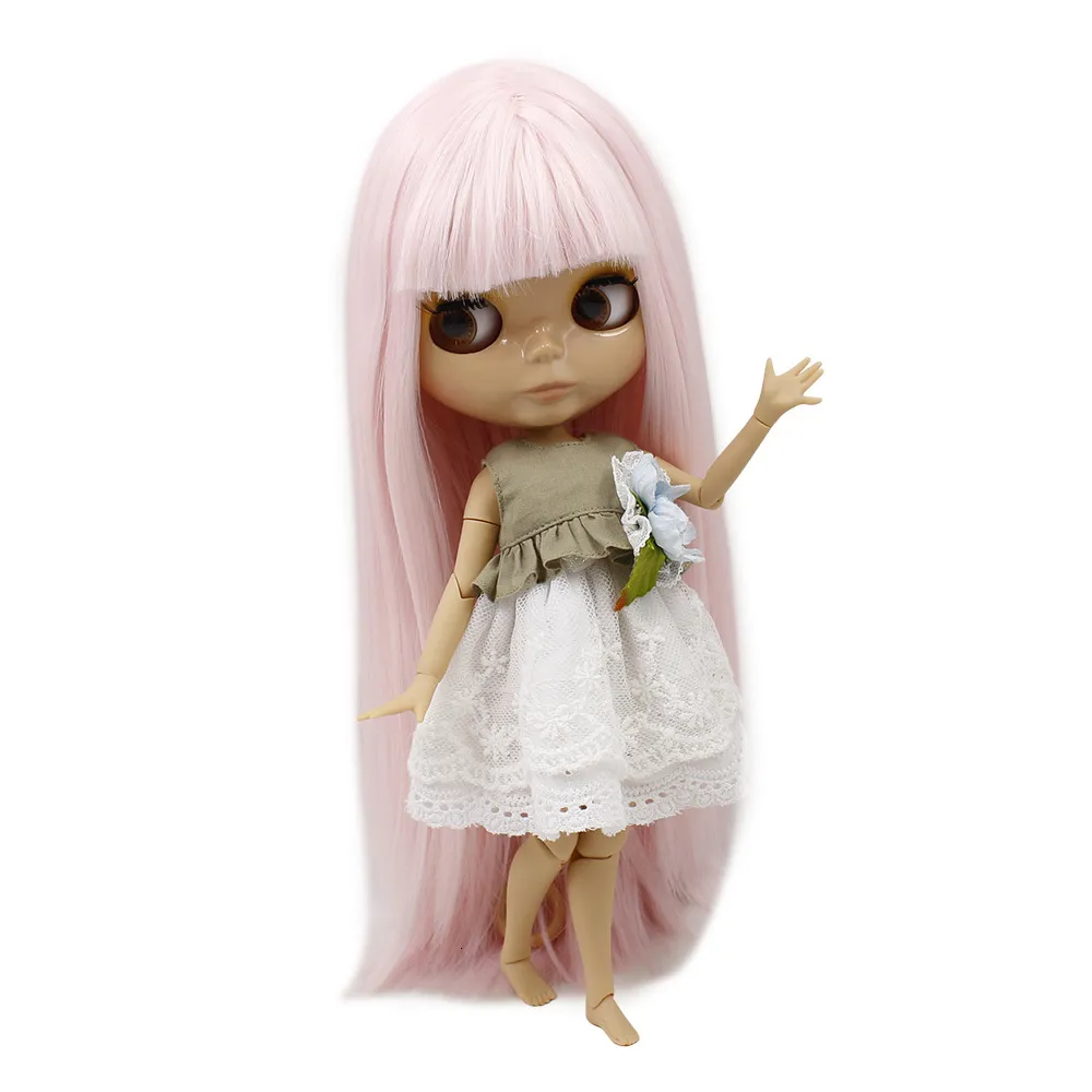 Dockor Icy DBS Blyth Doll Tan Hud Tone ljusrosa rak mjuk hårfog azon kropp 1/6 30cm 280BL1096 Fortune Days 230426