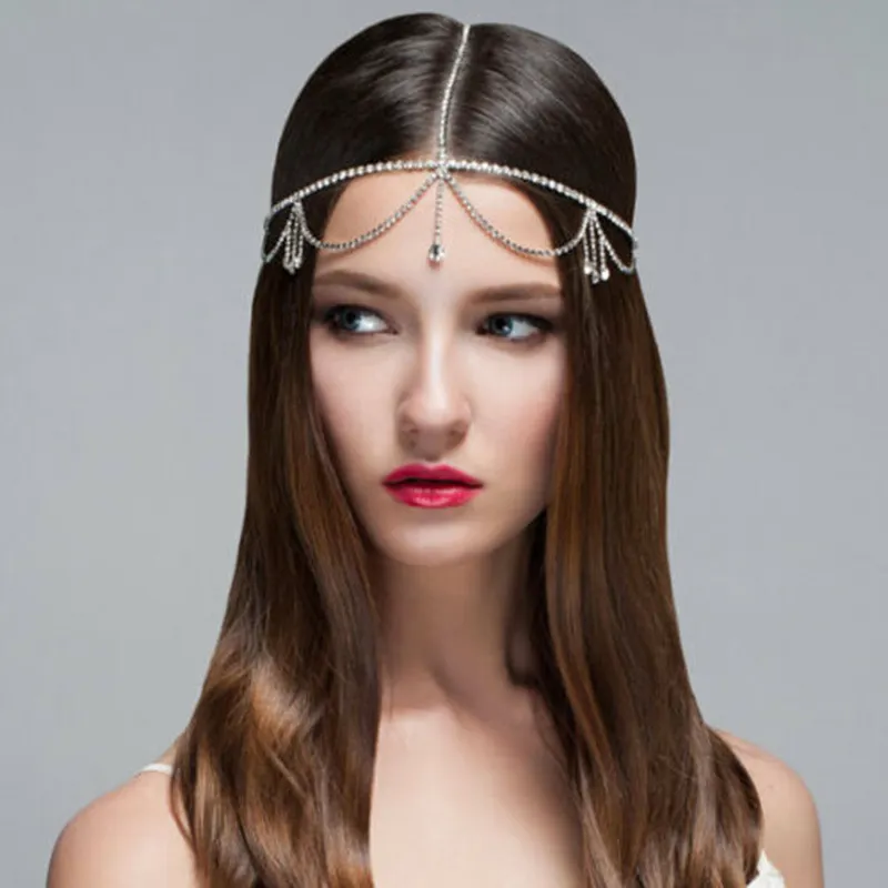 Fasce Nuovi accessori per capelli con strass catena per capelli nappa quantità di gioielli da passerella cadono tra gli accessori per capelli da sposa