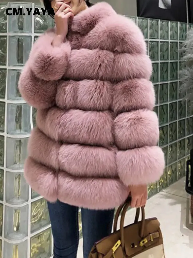 Women s Fur Faux CM YAYA Vintage Women Winer Coats Fashion Thick Warm Lapel Collar Long Sleeve Chic Outwear Wool Blends 231124