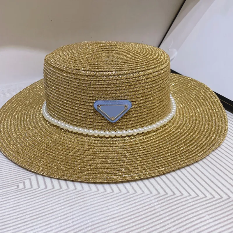 Designer de luxo Straw viseira chapé de balde para mulheres MONS TRIANGE DE MODAÇÃO P Knit Hat Beanch Fisher Hat Sun Casquette Cap Beanies 2304264bf