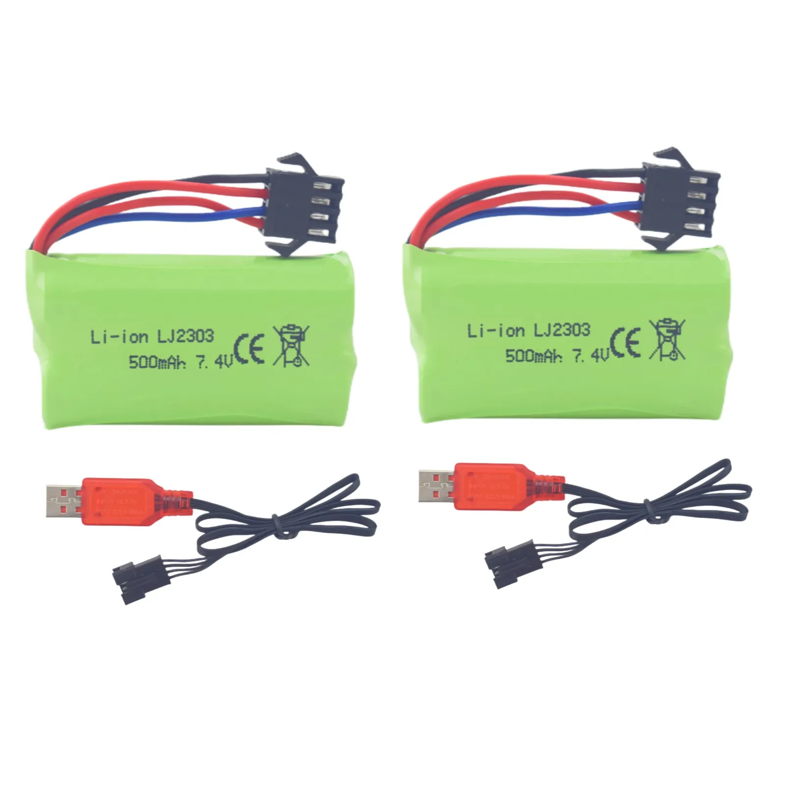 7.4V 500mAh SM 4P Plug Lithium Battery With USB Charging Line For EC16