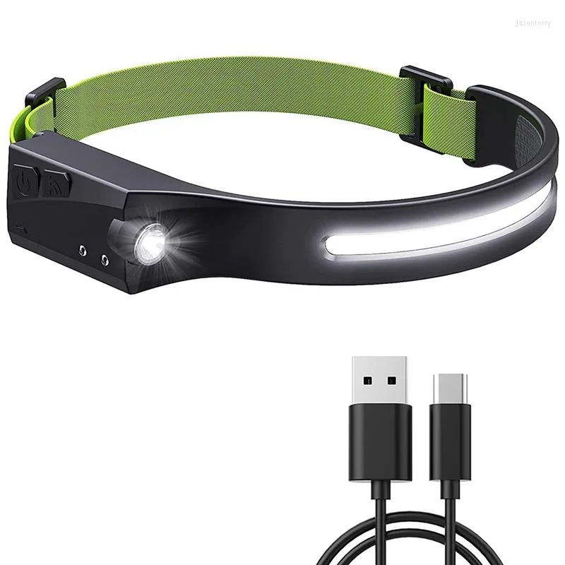 Headlamps LED Head Torch USB Light Rechargeable COB Motion Sensor Headtorch Headlight For Running Camping Fishing