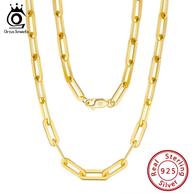 ORSA JEWELS Plaqué Or 14K Véritable Argent Sterling 925 Trombone Chaîne de Cou 69.312mm Lien Collier pour Femmes Hommes Bijoux SC39 230425