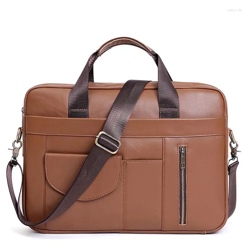 Porte-documents hommes porte-documents en cuir véritable mode affaires sacs à bandoulière 15 pouces sac à main pour ordinateur portable bureau pour homme sac fourre-tout