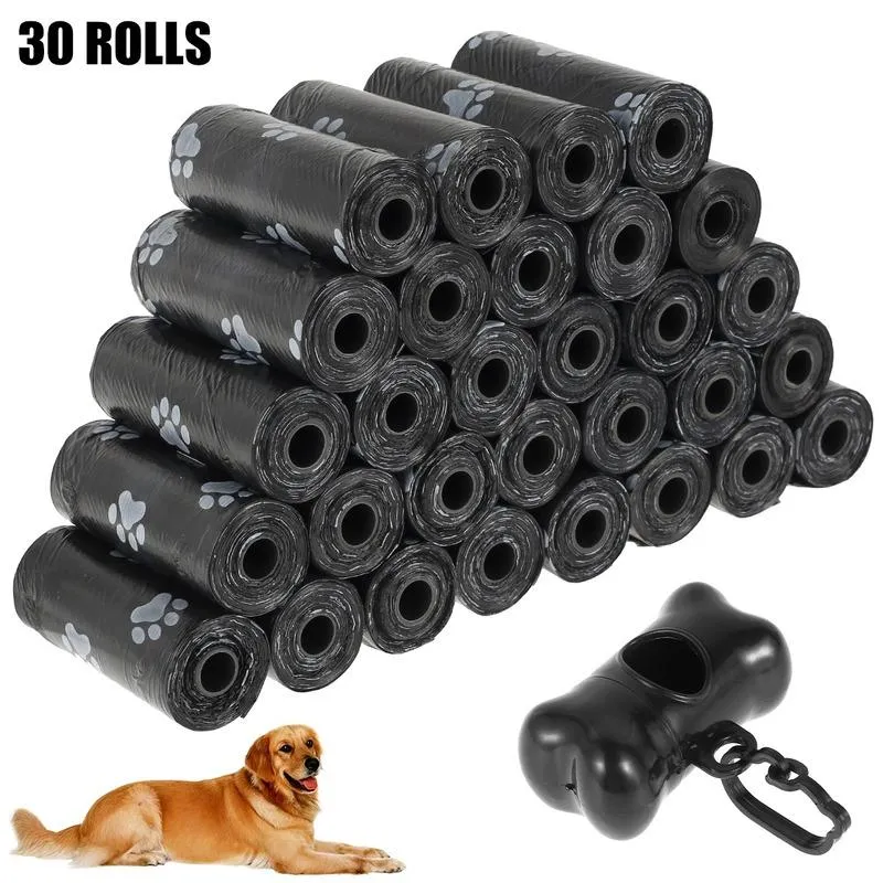 Sacs à 30roll Sacs de merde pour chiens Biodégradables Sacs à déchets pour animaux de compagnie avec design d'arrêt Pet Pet Poop Clean Pick Up Outils pour la maison extérieure