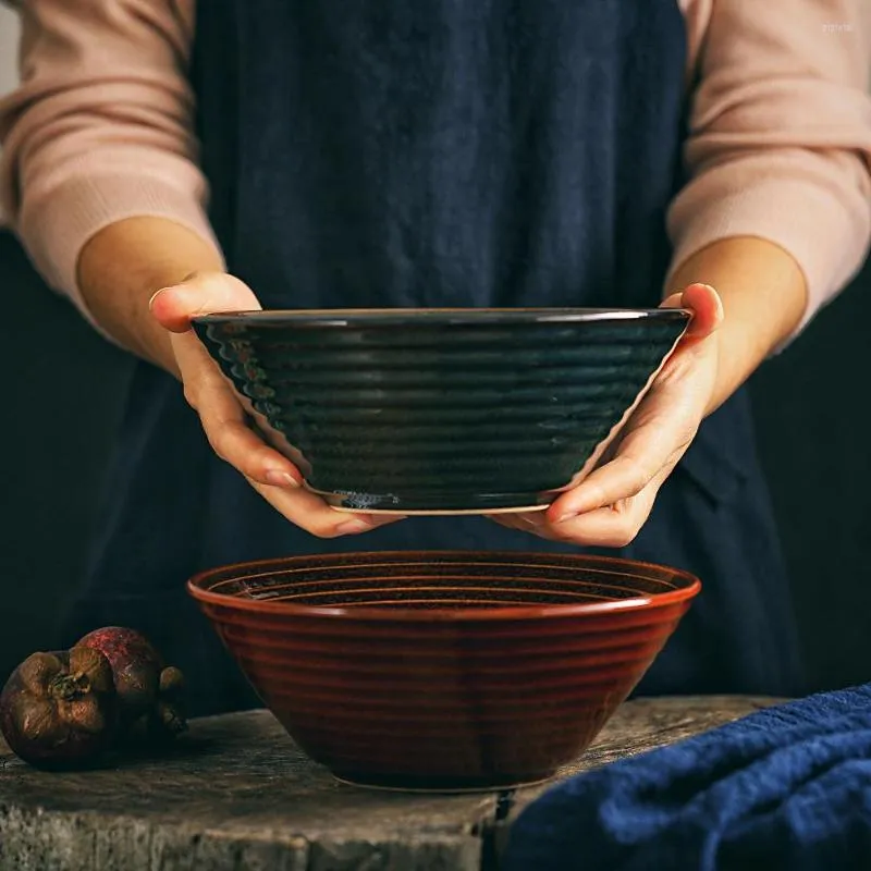 Bols Style japonais en céramique fil Ramen bol glaçure vaisselle grande soupe nouilles boulette maison Restaurant cuisine vaisselle 1PC