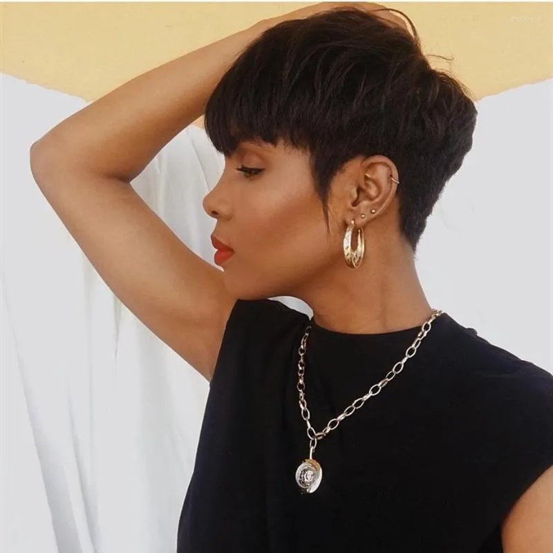 Pixie Cut Peruka 13x4 Bob Lase Front Human Hair Peruki 150% gęstość wstępnie wyrzucona dla kobiet krótkich z grzywką Brazylijską Remy