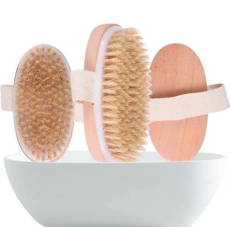 Bath Brush Dry Skin Body Soft Natural Bristle SPA The Brush Wooden Bath Shower Bristle Brush SPA Body Brushs Without Handle