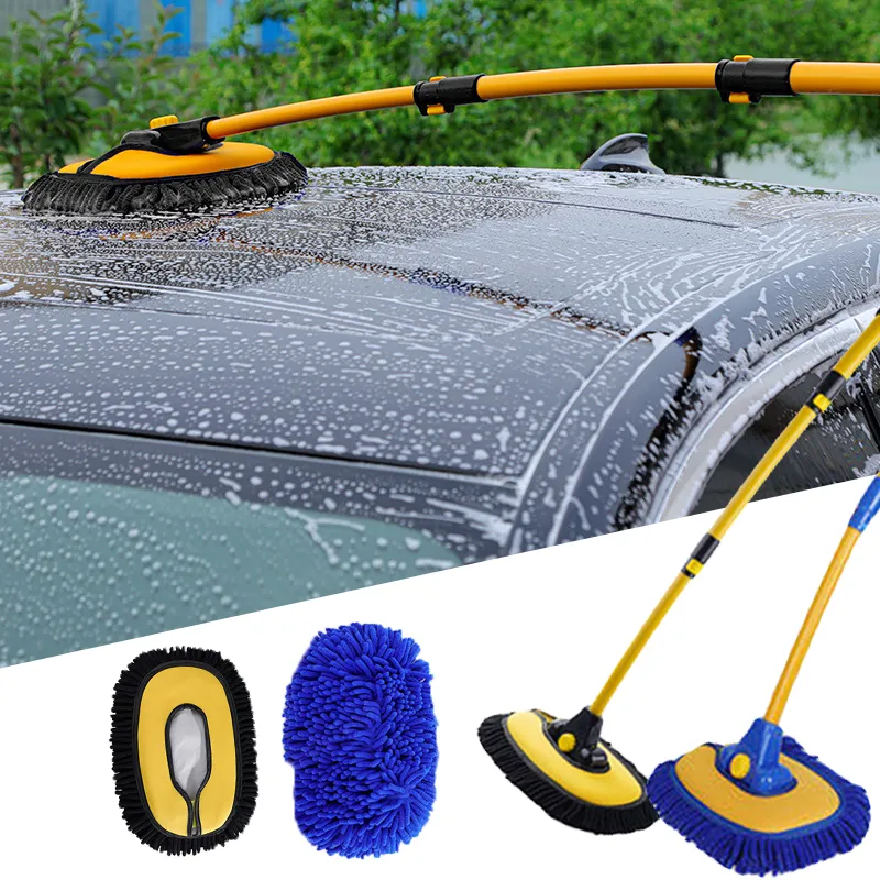 Ny bilrengöringsborste Teleskop Långhandtag Tvätt Mop Chenille Broom Universal Car Borsts Tools Auto Accessoarer