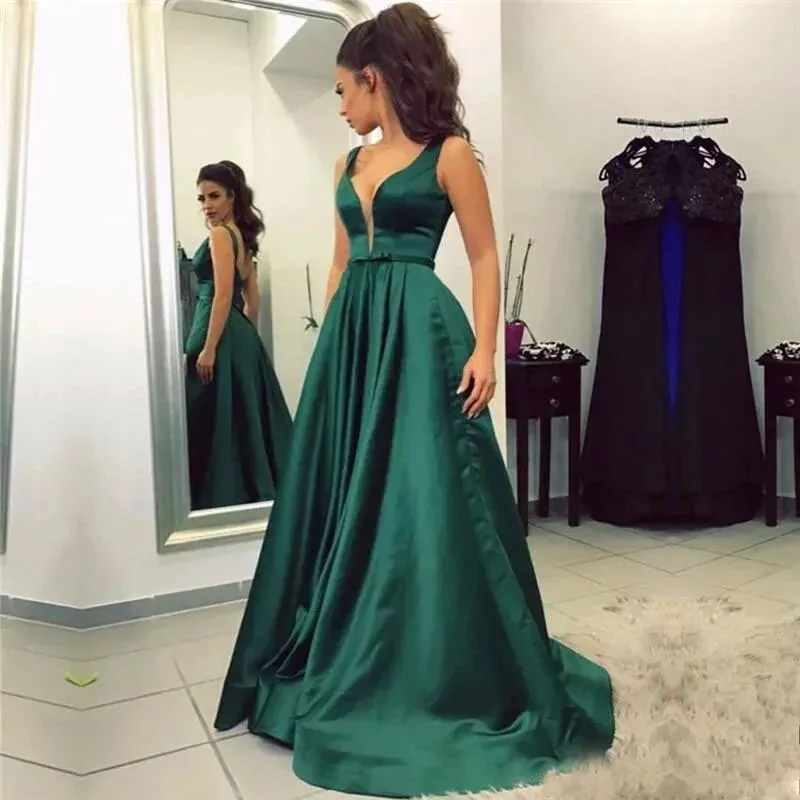 Yeşil elbiseler uzun elbise gece elbise balo parti robe de soiree longue resmi elbise basit robe de soiree