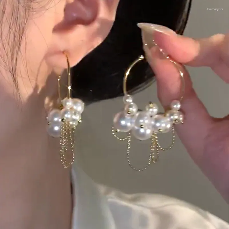 Bungelen oorbellen barokke parel kwastje Franse mode-sieraden