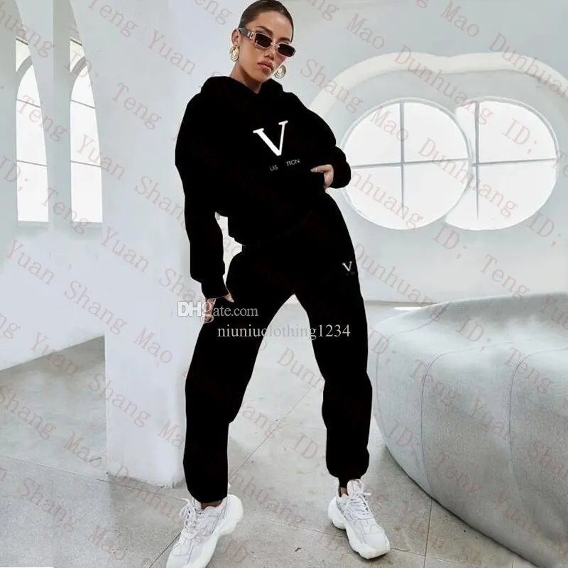 Designer Tracksuit damski 2 -częściowe spodnie luksusowy druk dreski luźne strój kobiety swobodny garnitur z długim rękawem moda bluza z kapturem sportowy zestaw do joggingu