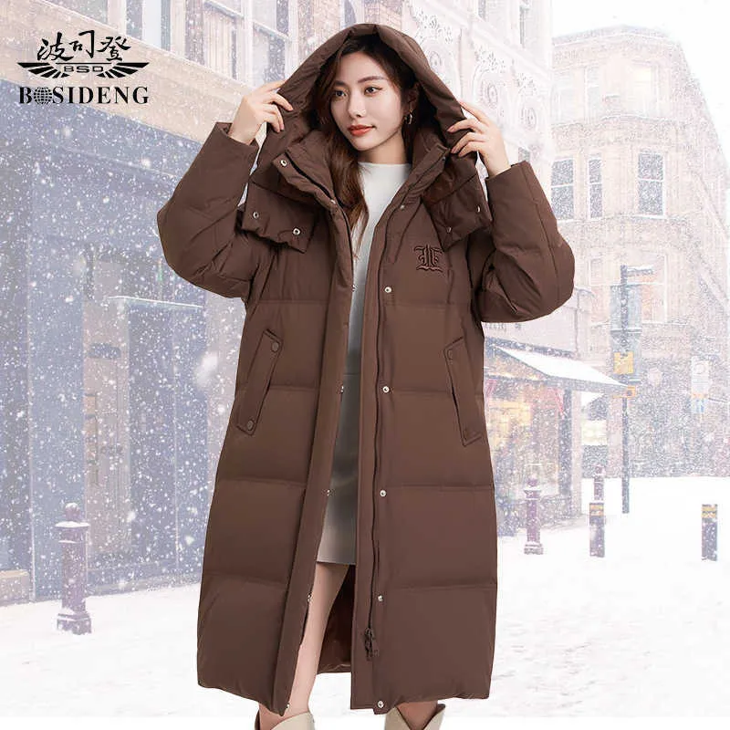 Women's Down Parkas Bosideng Extreme Cold Down Coat Women's Long Bread Coat Supertjock Plush Korean Fashion Cold and Warm Winter Coat