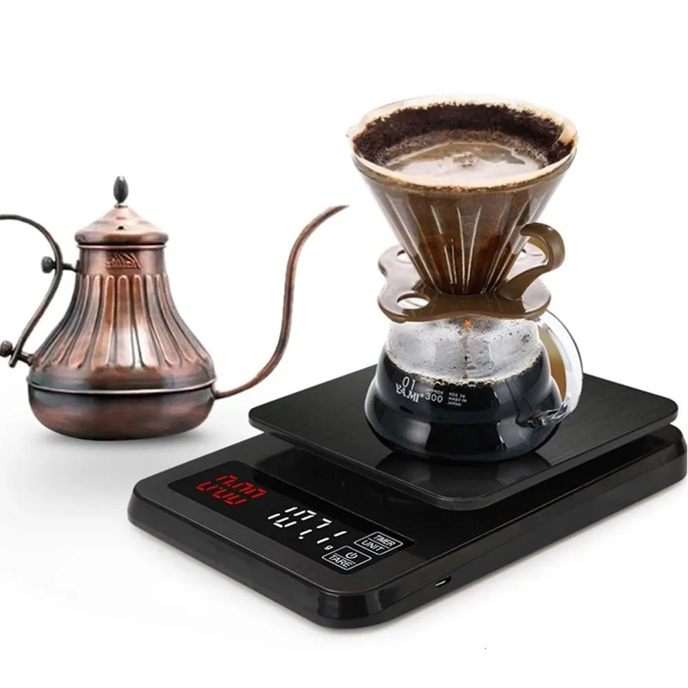 Haushaltswaagen Präzision elektronische Küchenskala 5 kg/0,1 g 10 kg/1g LCD Digitale Tropfkaffee mit Timer Gewichtsbalance Haushaltskala 230426