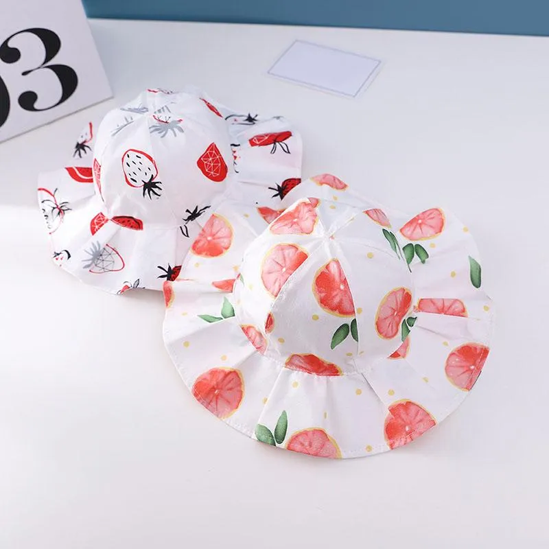 Cappelli Summer Fruit Print Neonate Cappello a tesa larga Bambini Sun Outdoor Infant Toddler Bucket Kids Beach Caps