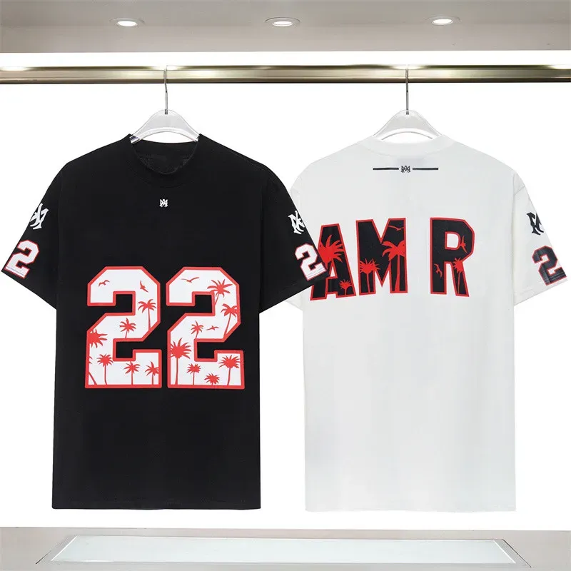 2023 Designer S Amari Camisetas Impressas Moda Mens e Mulheres Amris Camiseta de Algodão Camiseta Roupas Haruku Streetwear Solto Hip Hop Street T-shirt