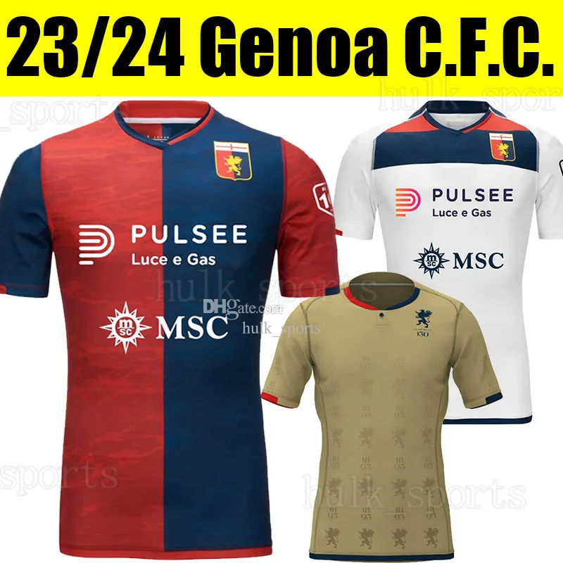 23/24 Genoa C.F.C. 130: e fotbollströjor Rossoblu Puscas Coda Ekuban Yalcin Retegui Badelj Ilsanker Strootman Sabelli Pajac Hefti 2023 2024 Grifone Football Shirt