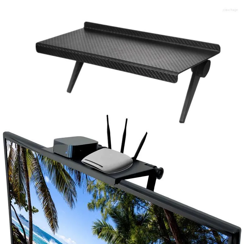 Hooks TV Screen Top Shelf Rack Adjustable Computer Monitor Desktop Display Stand Router Storage Holder For Racks