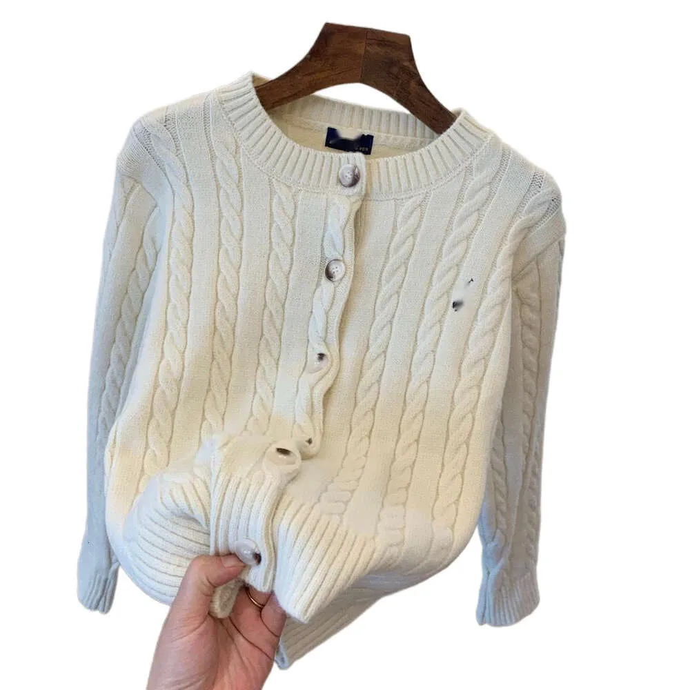 Ralphs designer Laurens suéter de alta qualidade massa frita torções cardigan suéter feminino polo início do outono versátil malha casual