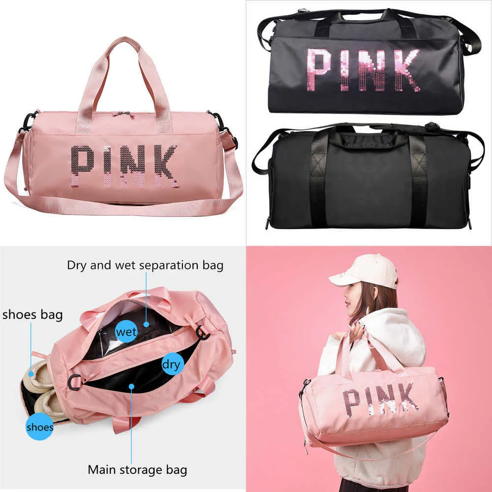 Sequin Pink Gym Duffel Bag For Women Waterproof Shoe Compartment Sport Travel Fitness Training Bag 2024 From Kaiya1885 28.93 DHgate.Com