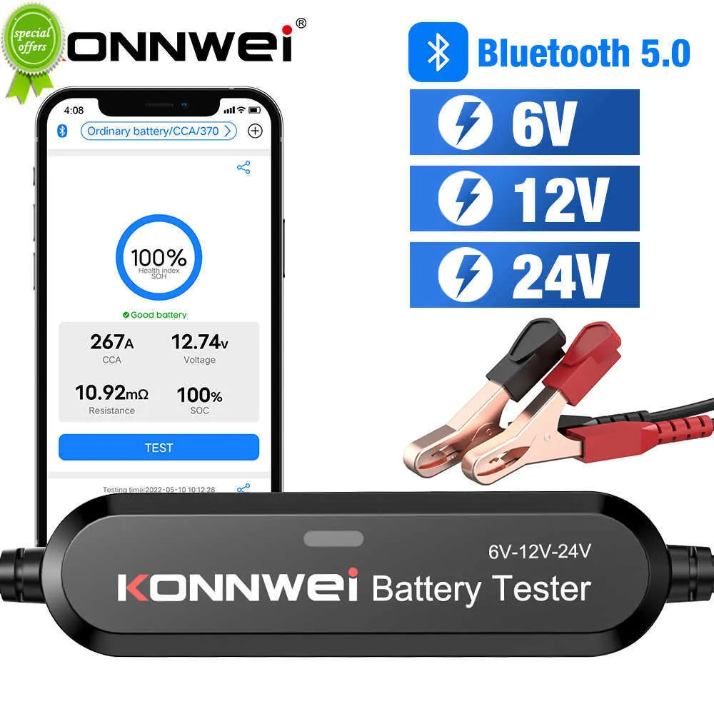 Konnwei BK200 Bluetooth 5.0 Motorcycle Battery Tester 6V 12V 24V Battery Analyzer 2000 CCA Carregamento Teste de Teste da Ferramenta de Teste