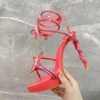 Latest Margot Gold Crystal Sandals Rene Caovilla Bowtie Waterproof platform high heels 12.5cm Designer Evening shoes coiled snake strap thatworks wedding shoes