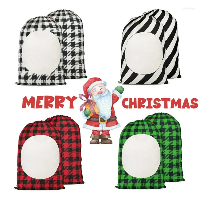 Shopping Bags Sublimation Blank Santa Sacks For DIY Personlized Canvas Drawstring Festival Children's Gifts Christmas Storage