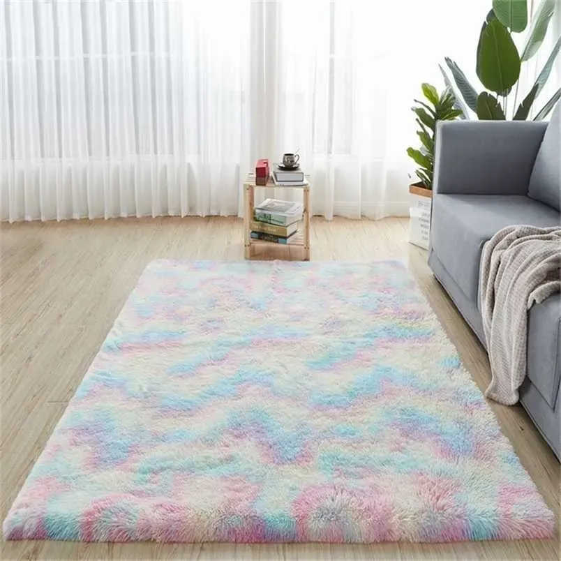 Plush dywan dekoracja salonu puszysty dywan grube sypialni dywany przeciwpoślizgowe miękkie dywany salonowe podłoga 211204