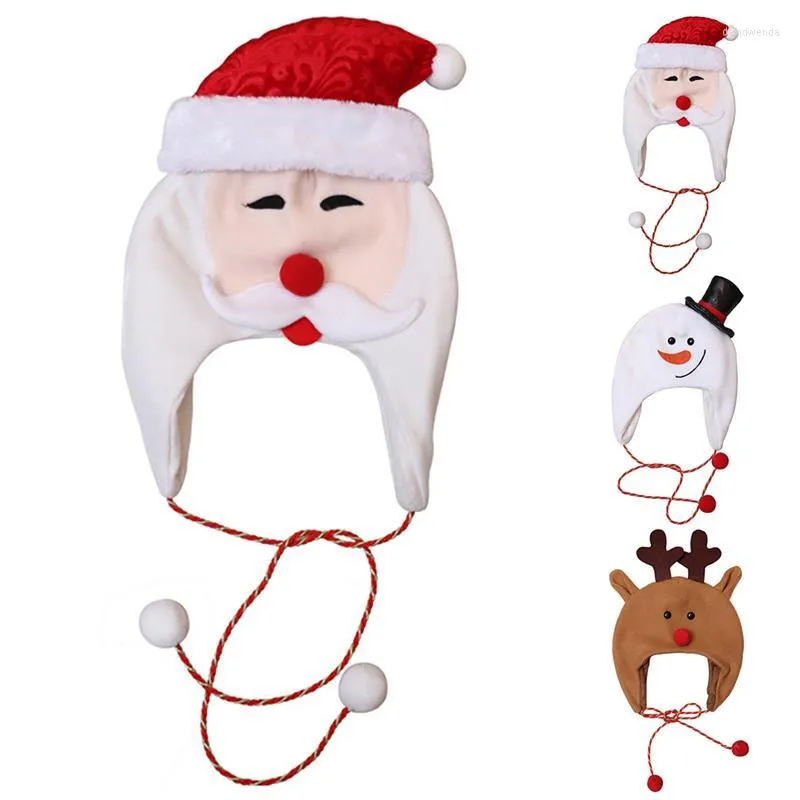 Berets Christmas Hat Creative Cartoon Santa Snowman Elk Costume Party for Kids Odzież Akcesoria Festiwal Dress Up