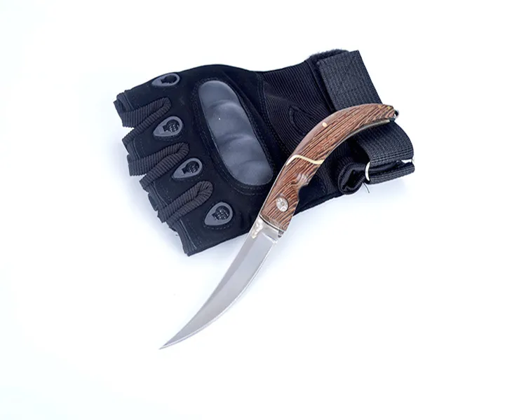 Top Quality A1917 Coltello pieghevole tascabile 440C Lama polacca a specchio Ala di pollo Manico in legno Campeggio esterno Escursionismo Pesca Coltelli EDC con borsa in nylon