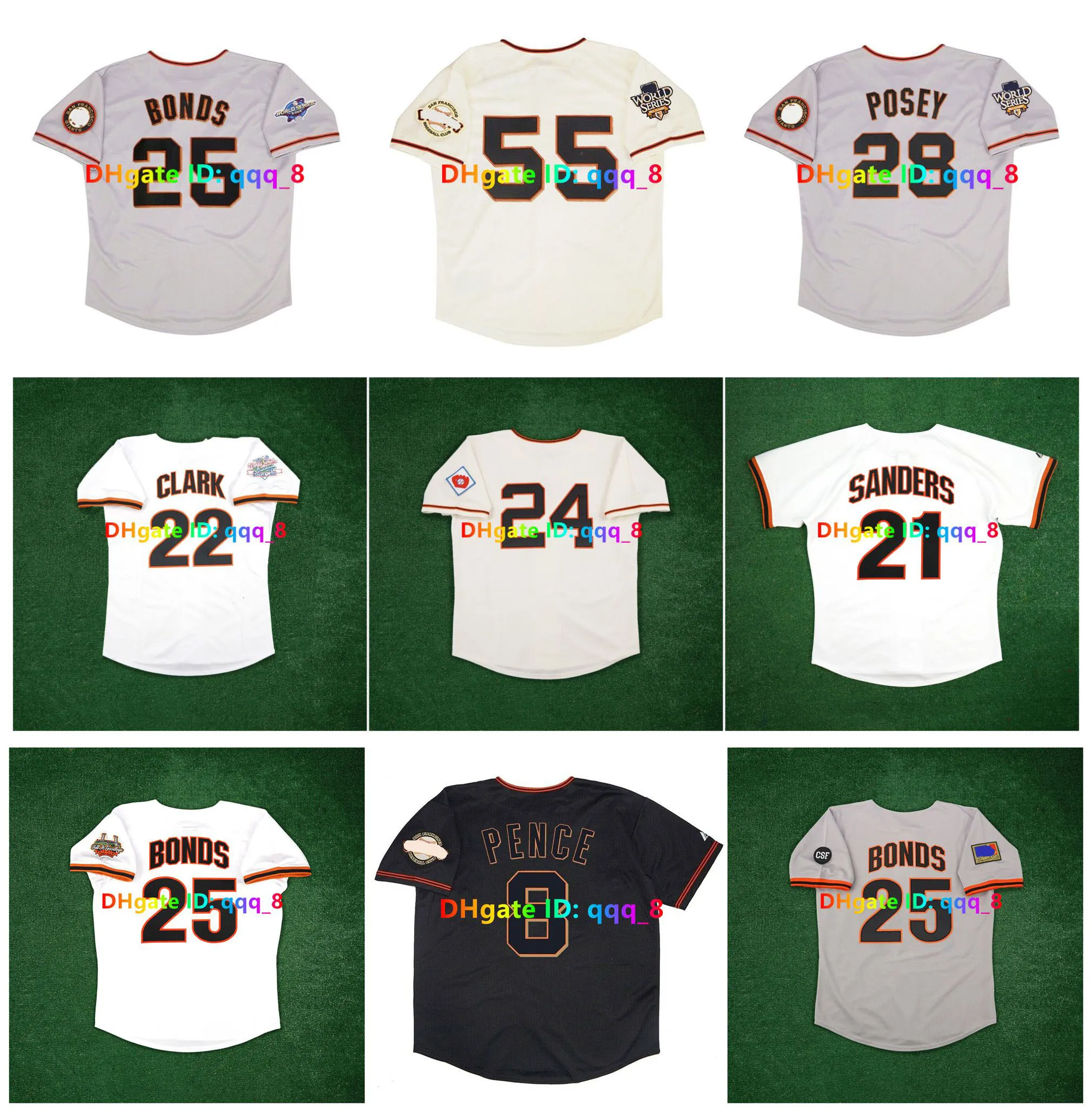 Barry Bonds 2010 2002 World Series SF Giants TRANSTBACK Baseball Jersey Tim Lincecum Buster Posey Madison Bumgarner Willie Mays Deion Sanders Crawford Size S-4xl