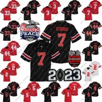 Football Jerseys 2023 Peach Bowl Ohio State Buckeyes Jersey C.J. Stroud Jaxon Smith-Njigba Miyan Williams J.T. Tuimoloau TreVeyon Henderson Emeka Egbuka