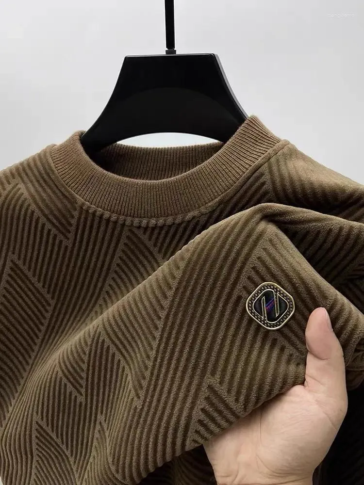 Herrtröjor avancerad varumärke mode tryckt tröja höst och vinter 2023 trend koreansk avslappnad plysch förtjockad vintage stickad pullover