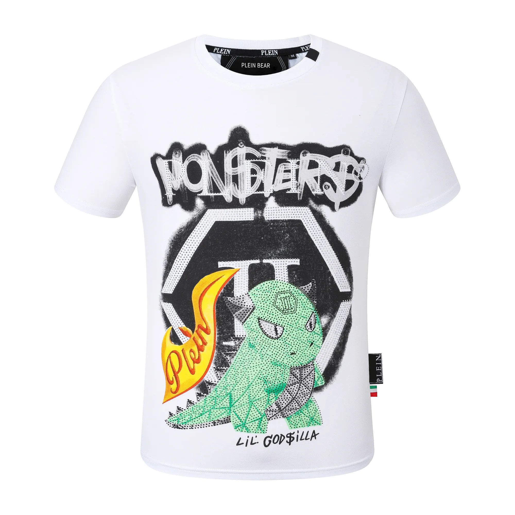 PLEIN BEAR T SHIRT męskie markowe koszulki odzieżowe Rhinestone PP czaszki męskie T-SHIRT z okrągłym dekoltem SS czaszka i plein z kryształami koszulka hip-hopowa koszulki 161319