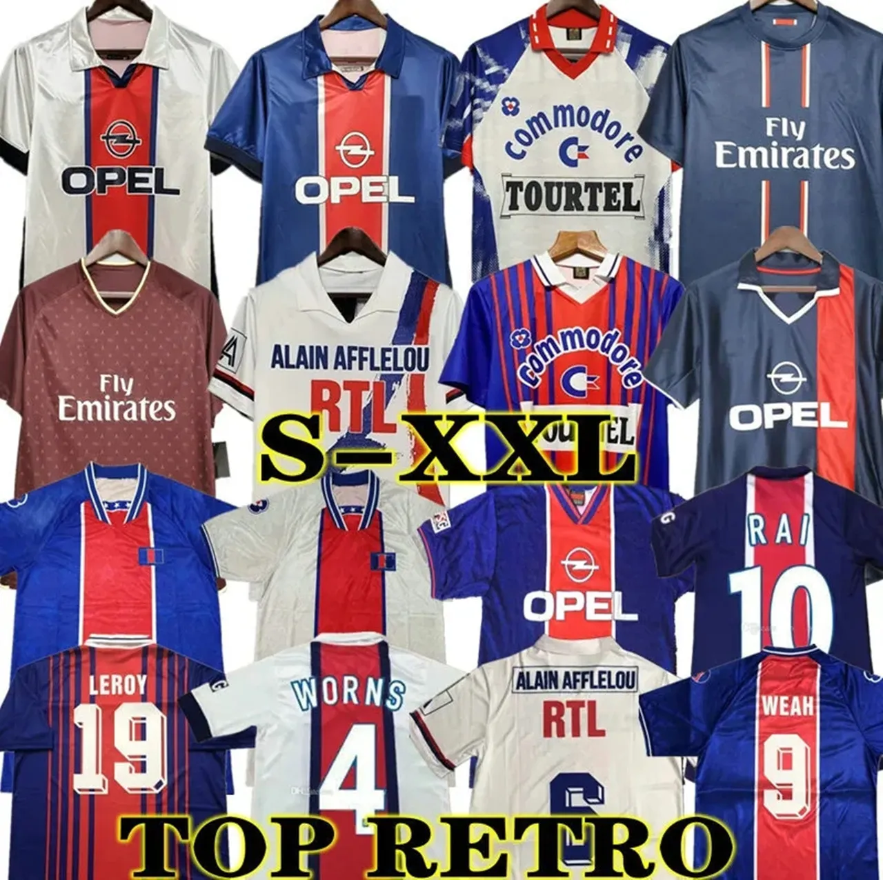 1998 Jersey de football d'Okocha rétro 93 94 95 96 Leroy Adailton 98 99 00 01 02 03 90 92 Classic Rai Anelka Ibrahimovic Camisas de Futebol Ronaldinho Simone PSGS Jersey