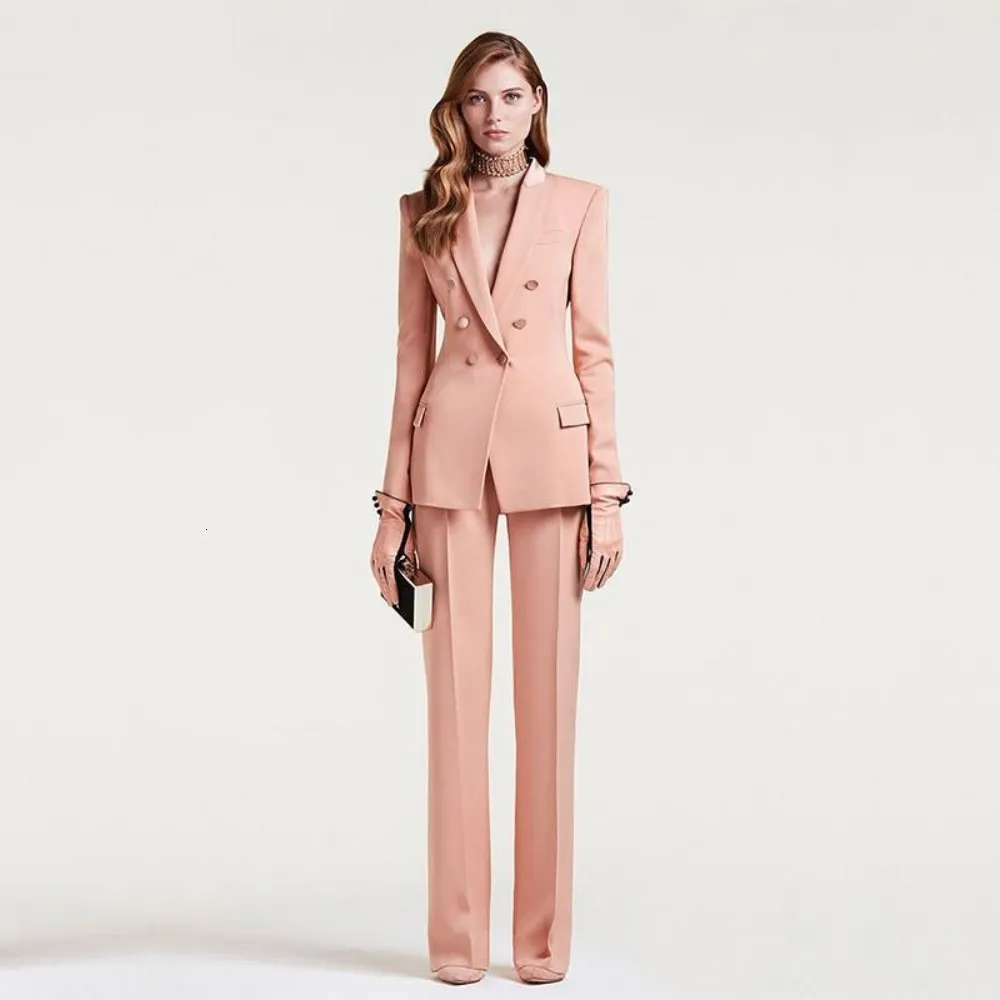 Women's Suits Blazers Women's Business Suit Female Office Uniform Ladies Formal Trouser Suit Double Breasted Women's Tuxedo JacketPants 230426