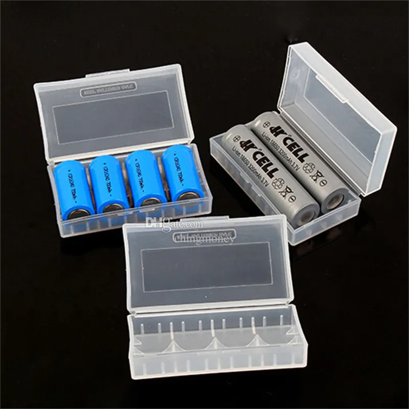 Portable Transparent Box Mod 18650 Batterilagring Box Case Plast Batterisäkerhetslåda för 16340 Batterilagring Boxe Mekanisk mod Batteri 6 Färg Ups gratis
