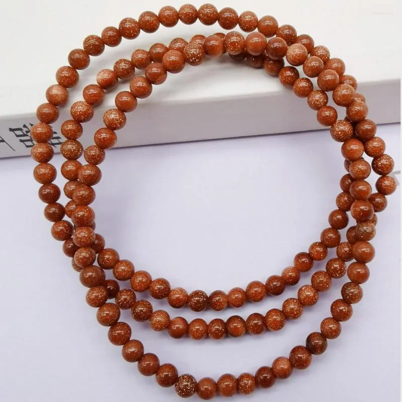 Strand 4MM Golden Sandstone Beads Bracelet Bangle Necklace Stretch 22 Inch Jewelry For Woman Gift G751