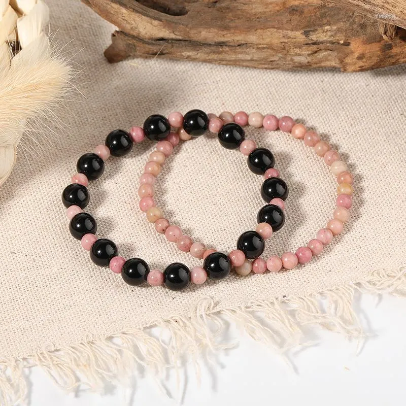 Bangle Oaiite Mini Natural Onyx Rhodonite Stone Beadered Bracelets для женщин Мужчины Мода Регулируемые браслетные украшения ювелирные изделия