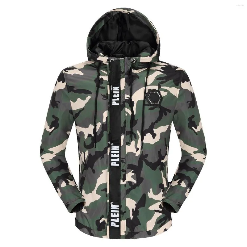 Herrenjacken Hin Jacke Herren Personalisierte Camouflage Band Dekoration Mode Mit Kapuze Frühling Erholung Trend Top European Casual