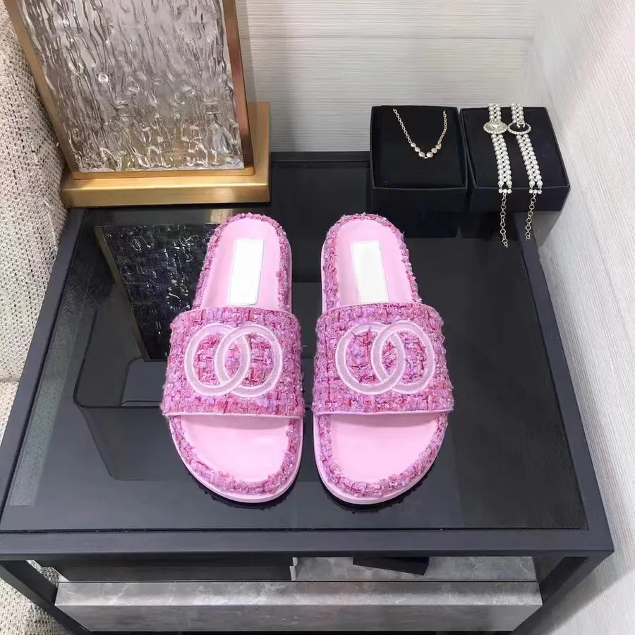 Top Designer Women Slippers Sandals embroidery weave slides sandals Ladies Letters paris Fashion patchwork colors Beach sandals With Box