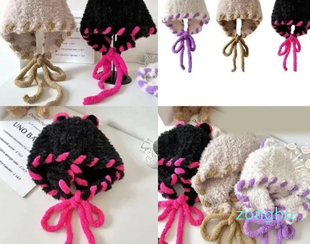 Berets Woollike Plush Espessamento Ear Caps Womens Lady Girl Headgear Chapéus de Natal Soft Beanie Chapéu Pulôver