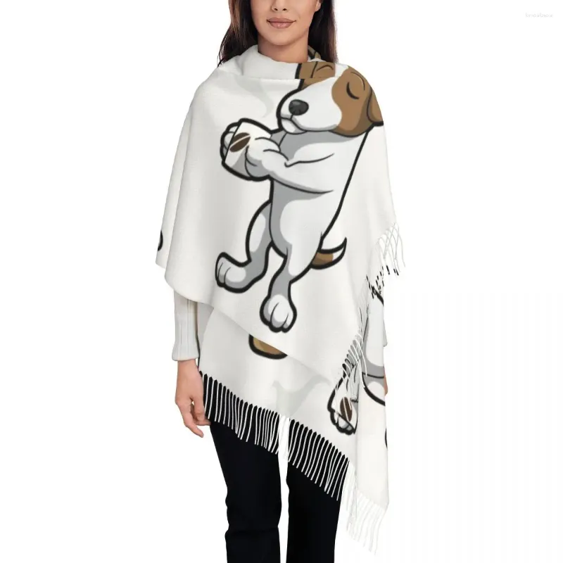 Craquins Jack Russell Terrier Dog Coffee Love Scarf pour les femmes châles d'hiver d'automne et enveloppez-vous grand avec des vêtements quotidiens