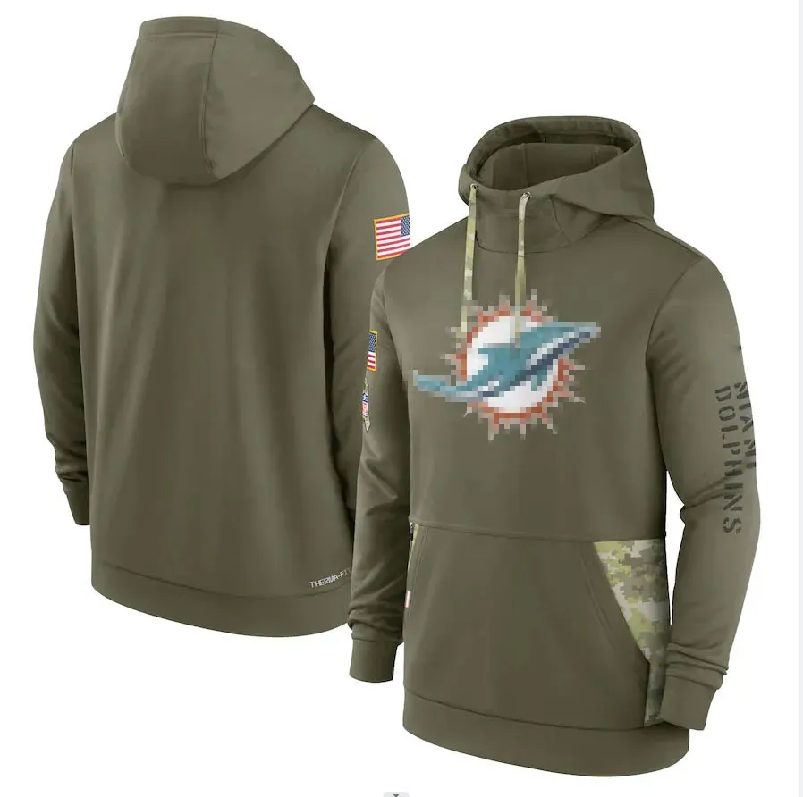 Salute To Service 2022 Miami Dolphin Hoodie Thermal Top Pullover