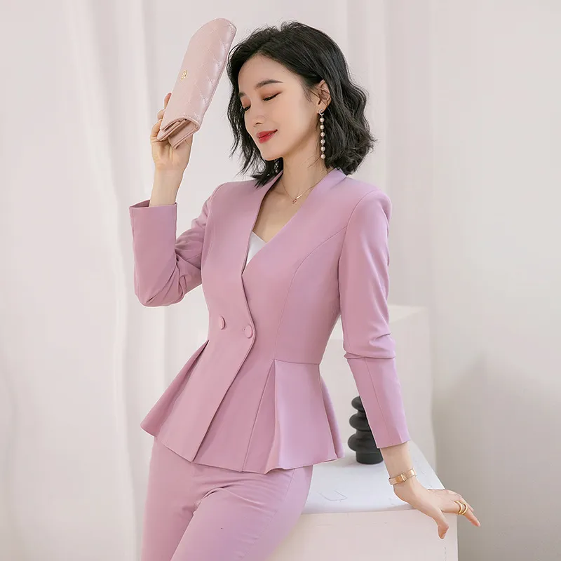 Womens Suits Blazers Korean Spring Formal Ladies Grey Blazer Pants Women  Business Suits With Sets Work Wear Office Uniform 4XL Size Skirt Jacket  230426 From Kong01, $53.81