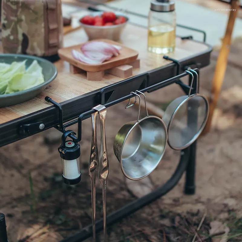 Mobili da campo Tavolo da esterno Appendiabiti Stoviglie Utensili da cucina Stoccaggio portatile Staffa per rotolo di uova Corsa in filo di ferro nero